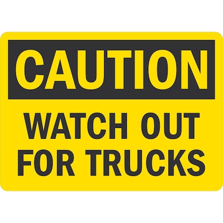Lyle Watch Out For Trucks, 7x5, Engineer Grade, Yellow G-17394-ED_7x5