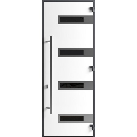 Vdomdoors Front Exterior Prehung Steel Door Ronex0131 Black Enamel 96 Stainless Inserts Entry Metal Modern RONEX0131EXD-BLK-W36xH96-LH-I