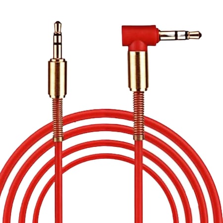 Sanoxy 3.5mm Male to M Aux Cable Cord L-Shaped Right Angle Car Audio Headphone Jack (Red) SNX-CABLE140