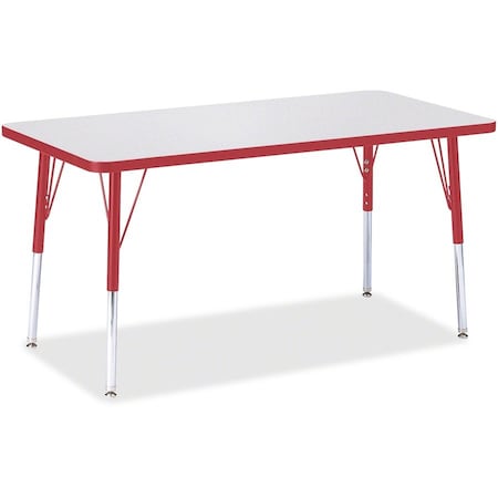 Jonti-Craft Berries Rectangle Activity Table, 24 in. x 48 in., A-height, Freckled Gray/Red/Gray 6403JCA008