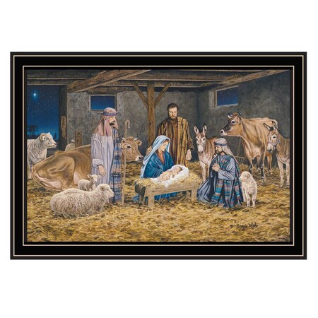 Homeroots The Birth of Christ Black Framed Wall Art 572095