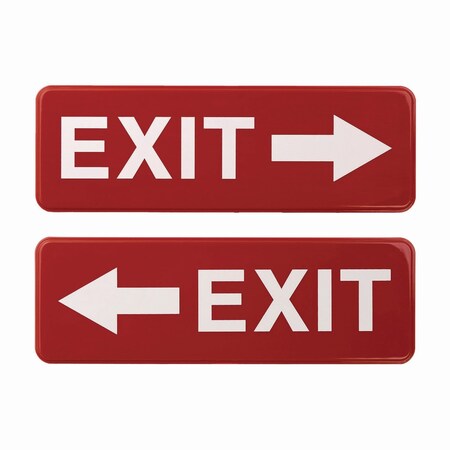 Excello Global Products Emergency Exit Indoor/Outdoor Wall Sign, 9 x 3, Red Face, White Graphics, 2PK EGP-HD-0257-S