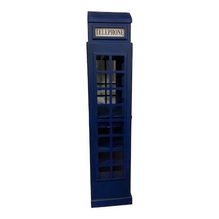 Homeroots Vintage Blue Wooden Phone Booth Bar Cabinet 388259