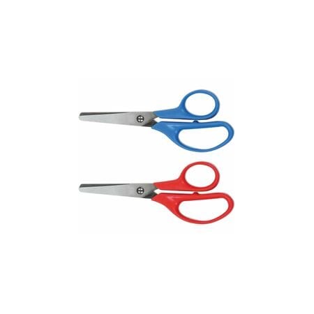 Universal Kids' Scissors, 5" Length, 1 3/4" Cut, Rounded, Blue; Red, 2PK UNV92024