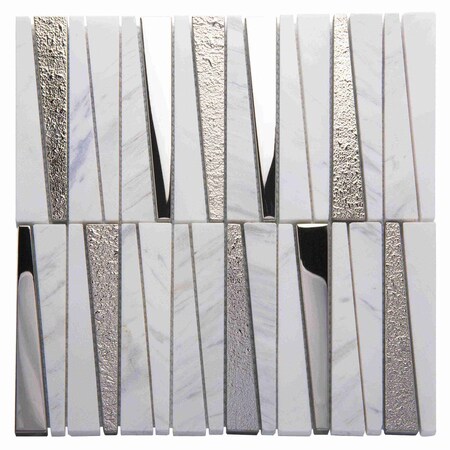 Apollo Tile White Brown 11.8 in x 11.8 in Glass, Stone Polished Floor and Wall Mosaic Tile 4.83 sqft/case, 5PK APLHTC88532-MA