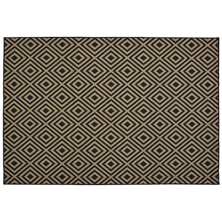 Oriental Weavers Marina Indoor Outdoor Outdoor Geometric Rectangle Area Rug, Black Tan - 5 ft. 3 in. x 7 ft. 6 in. M2335K160230ST