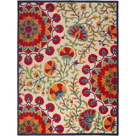 Homeroots 10' X 14' Red And Ivory Indoor Outdoor Area Rug 521658