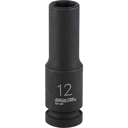 Channellock 1/2'' Drive 12 mm 6-Point Deep Metric Impact Socket 302897