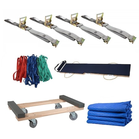 Mytee Products 6ft Piano Moving Skid Safety Board Kit - 18in x 32in Dolly, Straps, Blanket & Bands PMB-ETKRS-MB-NW-MDC-KIT