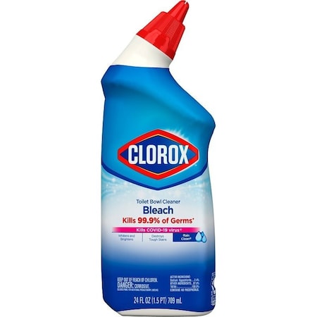 Clorox Toilet Bowl Cleaner with Bleach, 24 oz, Liquid, Bleach, Crisp, Floral, Clear/Pale Green 938