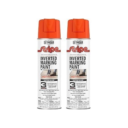 Seymour Midwest Stripe 3-Series Inverted Ground Marking Paint, Florescent Red-Orange net 15oz., 2PK 20358-2