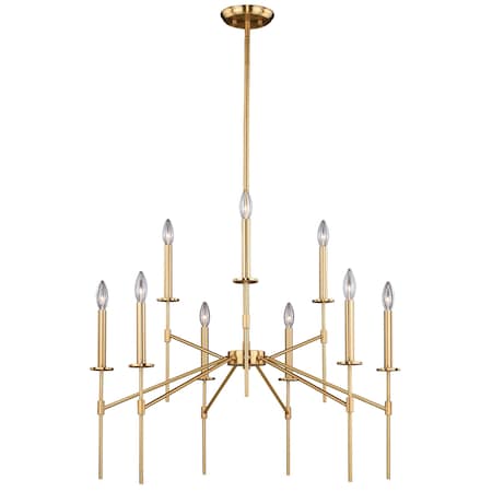 Vaxcel Kedzie 9 Light Brass Mid-Century Modern Chandelier H0180