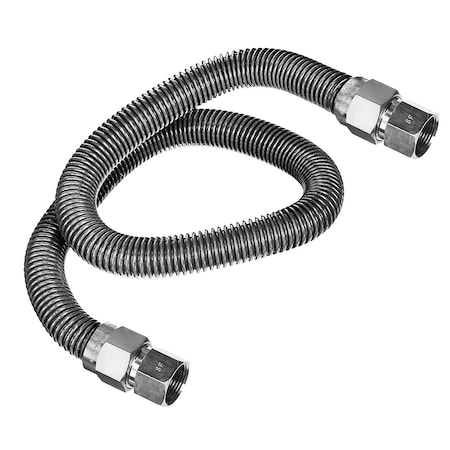 Flextron Gas Line Hose 5/8'' O.D. x 72'' Length 1/2" x 3/4" FIP Fittings, Stainless Steel Flexible Connector FTGC-SS12-72L
