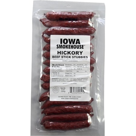 Iowa Smokehouse Beef Stick Stubbies, Hickory, 8 oz IS-8BSTH