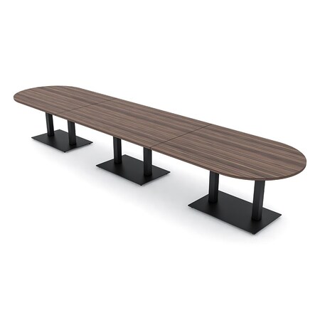 Skutchi Designs Racetrack Conference Table With Power Unit, 48 in W, 216 in L, Brown HAR-RAC-48X216-DOU.BK-H3041-NA