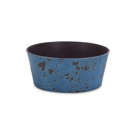 Homeroots 10in Blue Recycled Plastic Indoor Outdoor Round Pot Planter 488297