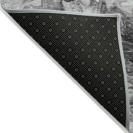 Homeroots 5' X 8' Gray Charcoal And Silver Abstract Washable Indoor Outdoor Area Rug 577957