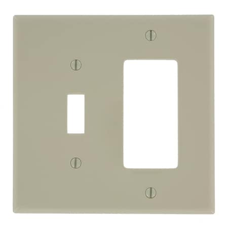 Leviton Combination Wallplate, Midway Size, Gang 2, Ivory PJ126-I