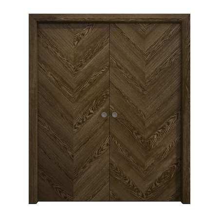 Sartodoors Sliding French Double Pocket Doors 72 x 84 inches, Ego 5005 Marble Oak, Kit Rail Hardware, Solid EGO5005DP-DMR-7284