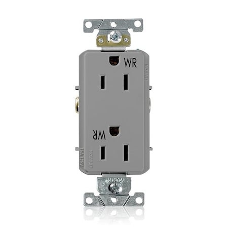 Leviton Plugs&Rcptcls, 15A, 125VAC, Gry, PBT, PK1 WTD15-GY