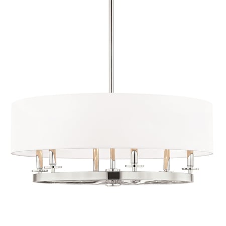 Hudson Valley Lighting Durham 6 Light Chandelier 30.75 In. Polished Nickel 6530-PN