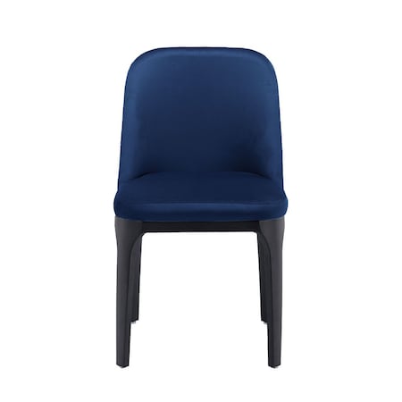 Homeroots Blue and Black Upholstered Velvet Dining Side Chair 521277