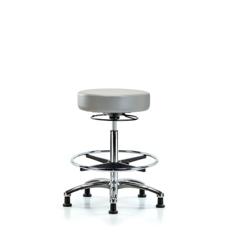 Blue Ridge Ergonomics Bench Stool, Hi, Chrm, Vinyl, CF, Glid, Dov BR-VHBSO-CR-CF-RG-8567