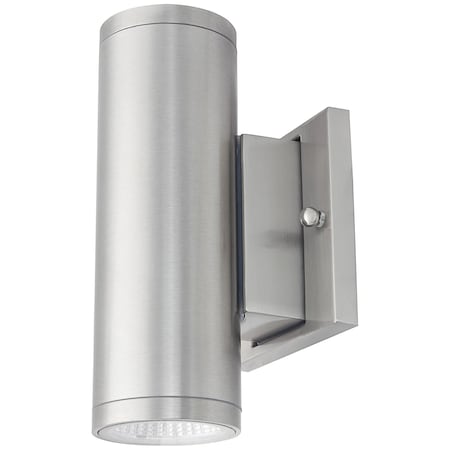 Sunlite 8in. Brushed Nickel LED Outdoor Tubular Wall Sconce Light Fixture, 1800 Lumens, 30K/40K/50K 49205-SU