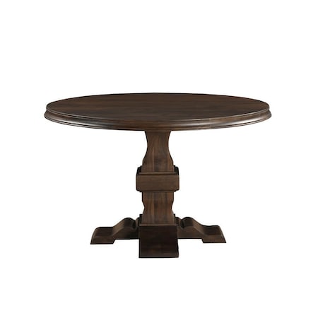Homeroots 48" Brown Solid Wood Pedestal Base Round Top Dining Table 565243