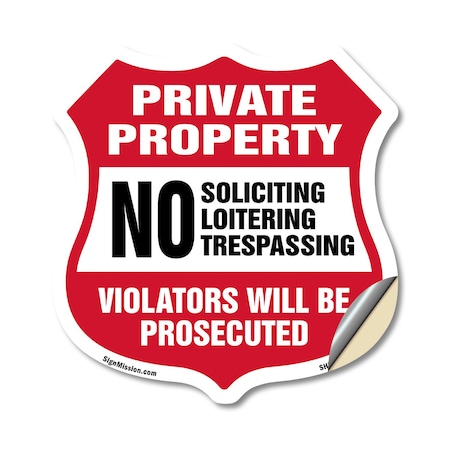 Signmission Private Property Shield Sign No Soliciti, 18 Inch X 18 Inch, Vinyl Decal SHI-D-18-452