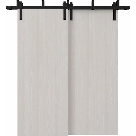 Sartodoors Sliding Closet Barn Bypass Doors 84 x 96 inches, BASIC 3001 Ash Franko, Modern 8ft Rails Hardware BASIC3001BBB-YAFR-8496
