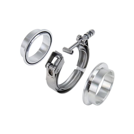 Hps Performance Stainless Steel 3.5 in V Band Clamp Kit, Aluminum Flanges, NBR O-Ring, Quick Release VCKIT-AL-350