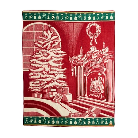 Homeroots Queen Green And Red Mod Acrylic Woven Blanket 366046