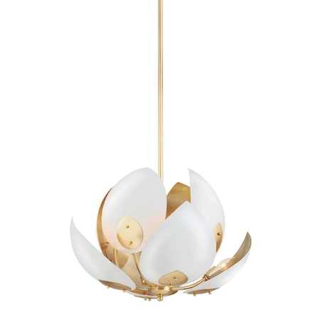 Hudson Valley Lighting Lotus 8 Light Chandelier 24 In. Gold Leaf/White 5708-GL/WH