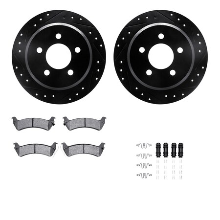 Dynamic Friction Co DFC Brake Rotor Drilled & Slotted - Black- w/Ultimate Duty Brake Pad & HW Kit 8412-42031