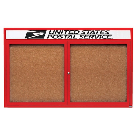 Aarco Enclosed Natural Pebble Grain Cork Bulletin Board w/ Header Red Powder Coated Al Frame, 48''Hx72''W DCC4872RHR
