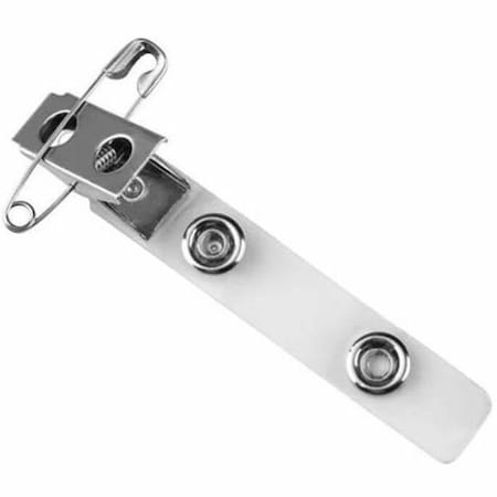 Brady STRAP CLIP, CLEAR, 2-3/4in 70MM, CLEAR VINYL STRAP, STRAP PIN-CLIP COMBO, NICKEL PLATED STEEL 2105-3370