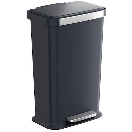 Hls Commercial 13.2 Gallon / 50 Liter Step Pedal Commercial Trash Can Black Plastic HLSPL13BBP