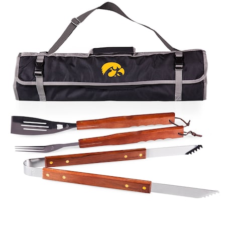 Picnic Time Family Of Brands NCAA Iowa Hawkeyes 3-Piece BBQ Tote & Grill Accessories Set 749-03-175-224-0