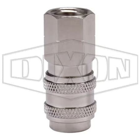 Dixon BR Series Female Quick Disconnect Pneumatic Coupler, 1/4-19 Nominal, 300 psi Pressure, Brass 1BRBF2-B-7