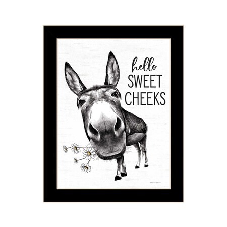 Homeroots Hello Sweet Cheeks Donkey Black Framed Print Bathroom Wall Art 530069
