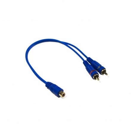 Output 2M-1F Blue RCA Interconnects Y-Adapter OU1639753