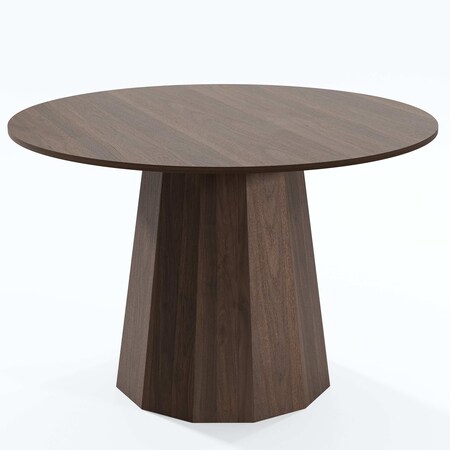 Homeroots 46" Brown Wood Pedestal Base Round Top Dining Table 720959