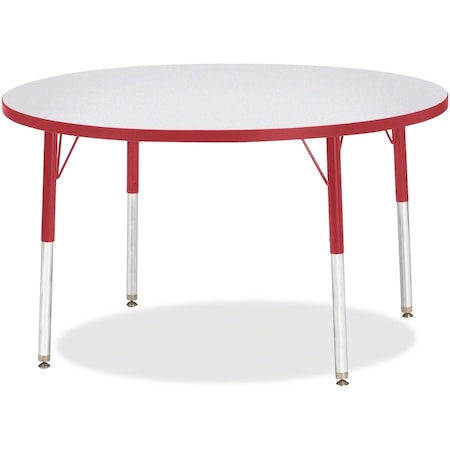 Jonti-Craft Berries Round Activity Table, 42 in. Diameter, E-height, Freckled Gray/Red/Gray 6468JCE008