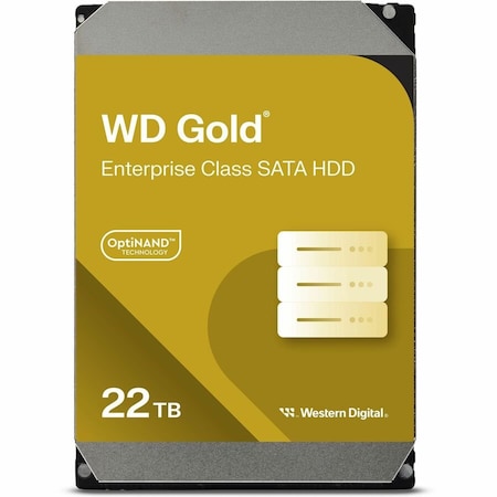 Western Digital WD Gold 22TB Hard Drive, 3.5 in. Internal, SATA/600, Conventional Magnetic Recording Method WD221KRYZ