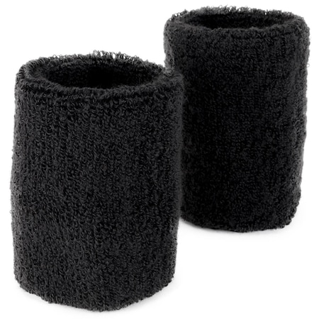 Defenseguard Wrist Sweatbands, Black, 2PK DE707553