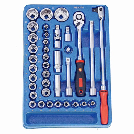 Genius Tools 37 Pc. 1/2in Dr. Metric Hand Socket Set MS-437M