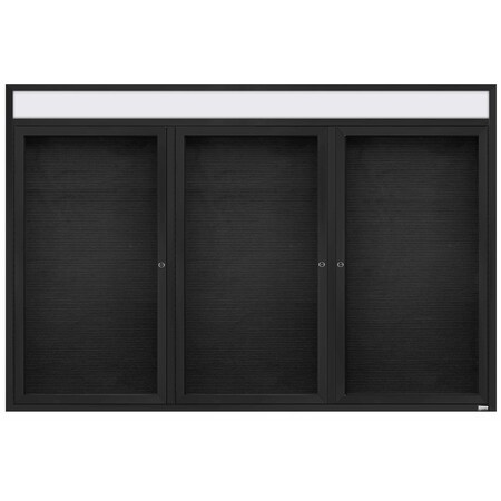 Aarco Enclosed Letter Board Directory w/ Powder Coated Black Al Frame and Header, 48''Hx72''W, 3 Doors ADC4872-3HBK