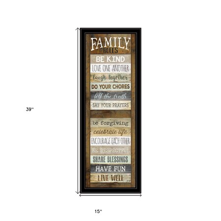 Homeroots Family Rules Shutter 4 Black Framed Print Wall Art 406533