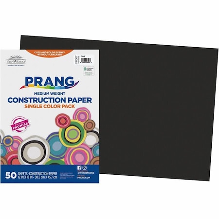 Pacon SunWorks® Construction Paper, Black, 12" x 18", 50 Sheets/Pk, PK5 6307